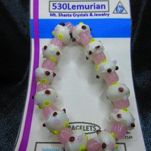 Cupcake Glass 7" Stretchy Bracelet Jewelry